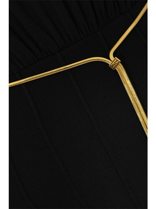 Abito in maglia di viscosa con cintura gioiello Nero Elisabetta Franchi | AM94T62E2110